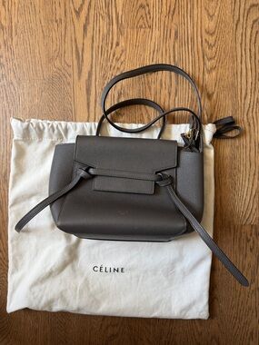 Celine Grey Mini Belt Bag - Women's Leather Crossbody